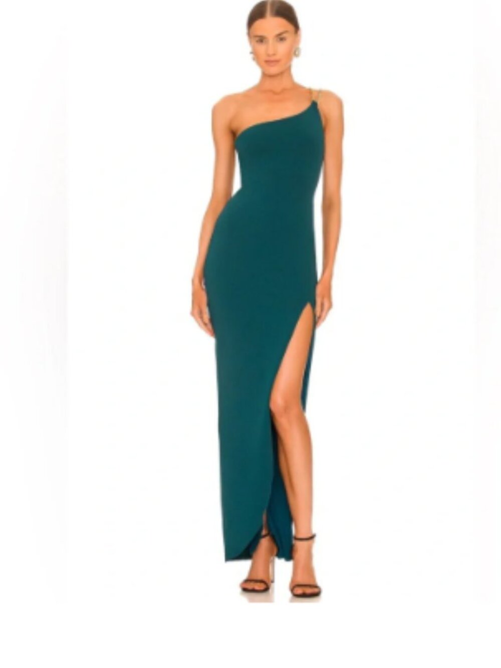 NEW Nookie Estella One Shoulder Chain Gown Dress in Teal Green  Sz XS